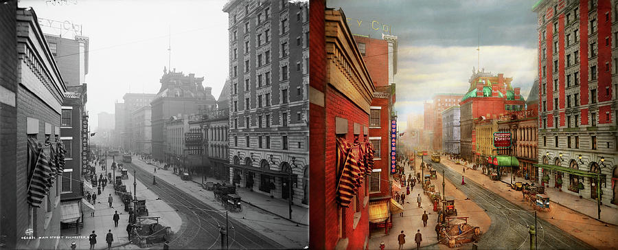 City - Rochester NY - National Theatre 1908 - Side by Side Photograph by Mike Savad