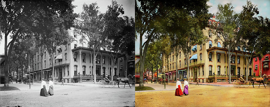 City - Saratoga, NY - The Worden Hotel 1904 - Side by Side Photograph by Mike Savad