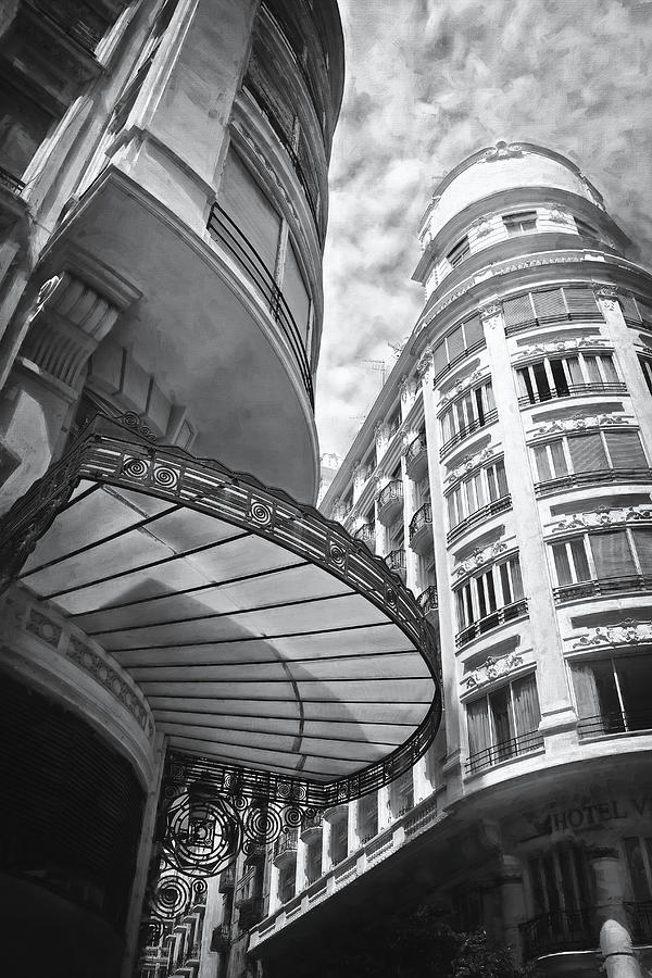 City Scenes of Valencia Spain Black and White  Photograph by Carol Japp