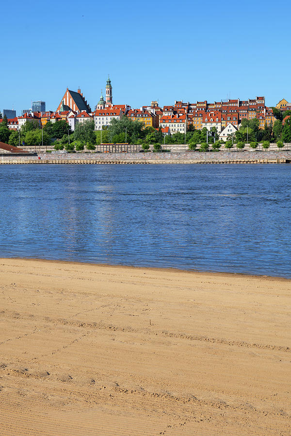 City Skyline and River Beach in Warsaw Photograph by Artur Bogacki