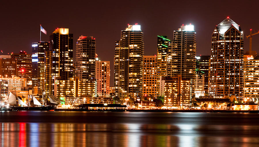 City skyline at night, San Diego, California, America, USA Photograph by Stevemendenhall
