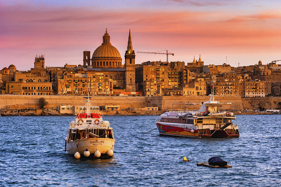 City Skyline of Valletta at Sunset in Malta Photograph by Artur Bogacki - Pixels