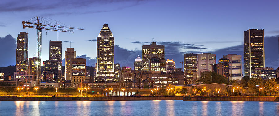 City skyline panorama at night, Montreal, Canada Photograph by Pgiam