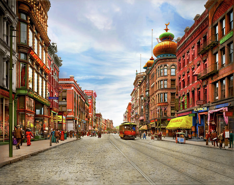 City - Springfield, MA - The architecture on Main Street 1905 Photograph by Mike Savad