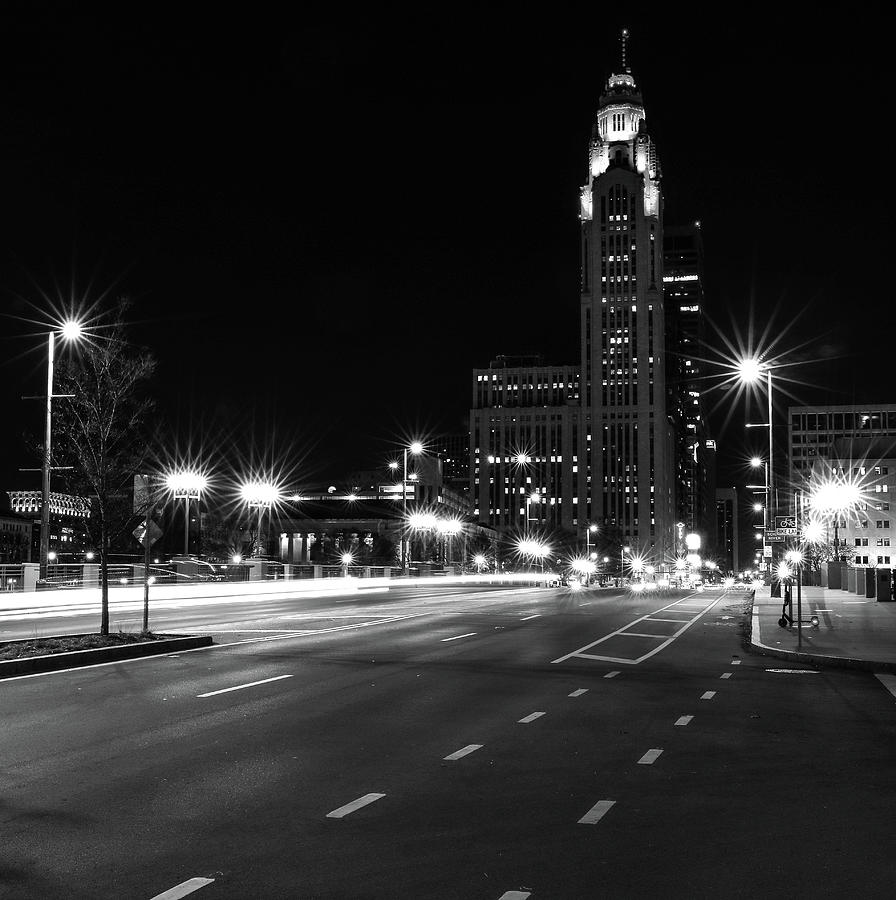 City Streets Of Columbus At Night Photograph by Dan Sproul
