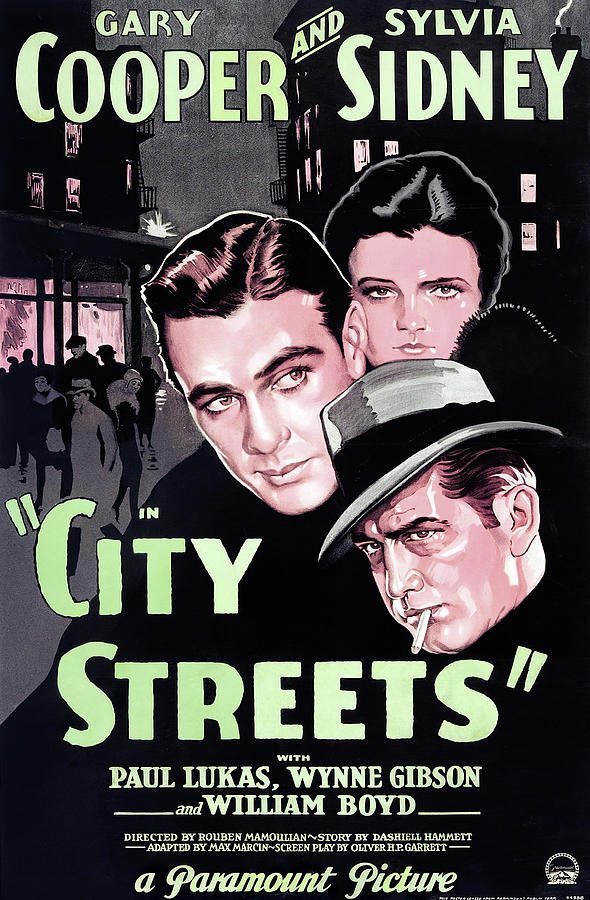 City Streets, with Gary Cooper and Sylvia Sidney, 1931 Mixed Media by Movie World Posters