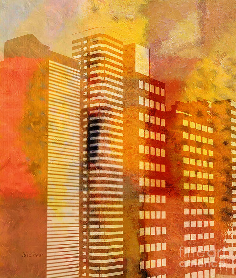 City Sunset Painting by Lutz Baar