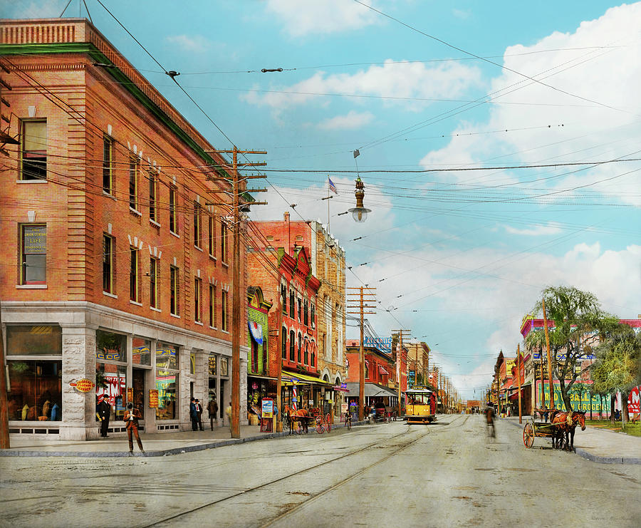 City - Tampa FL -  Franklin Street 1905 Photograph by Mike Savad