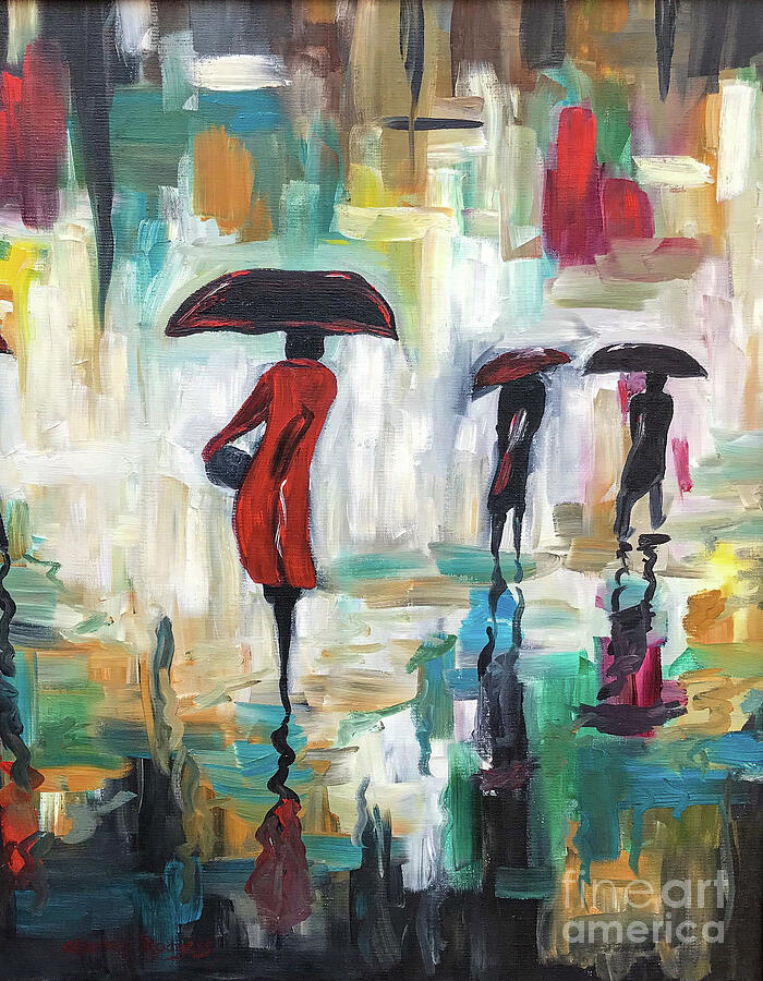 City Umbrellas I Painting by Sherrell Rodgers