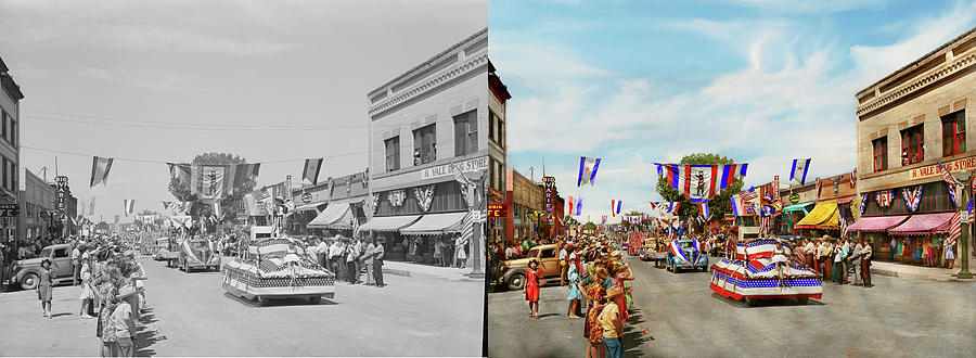 City - Vale OR - An annual tradition 1941 - Side by Side Photograph by Mike Savad