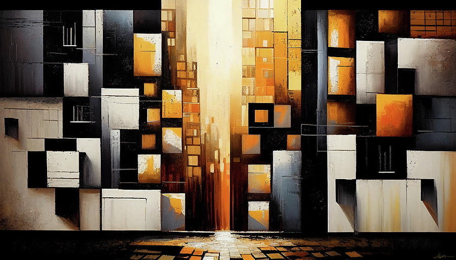 Abstract Mixed Media - City Verse 3 by Stacy V McClain
