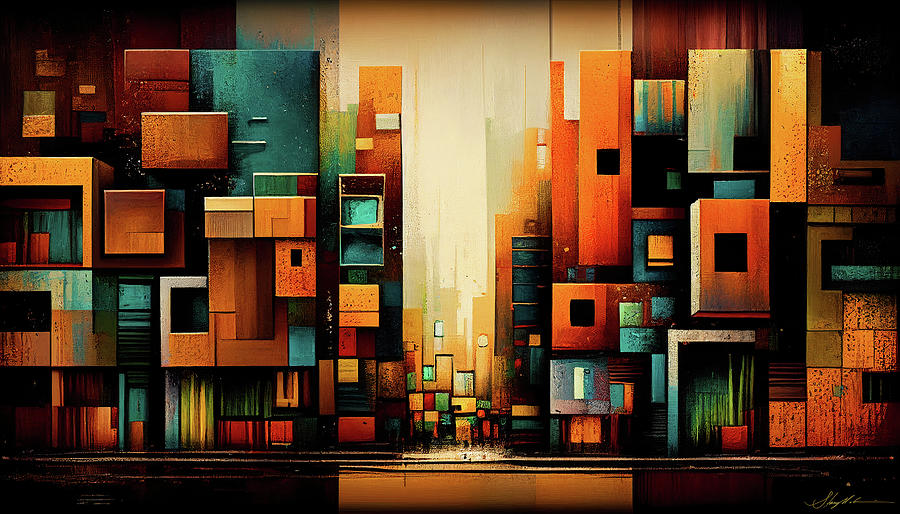 Abstract Mixed Media - City Verse 4 by Stacy V McClain