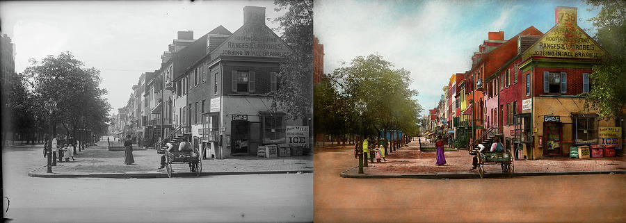 City - Washington DC - The little grocer 1901 - Side by Side Photograph by Mike Savad