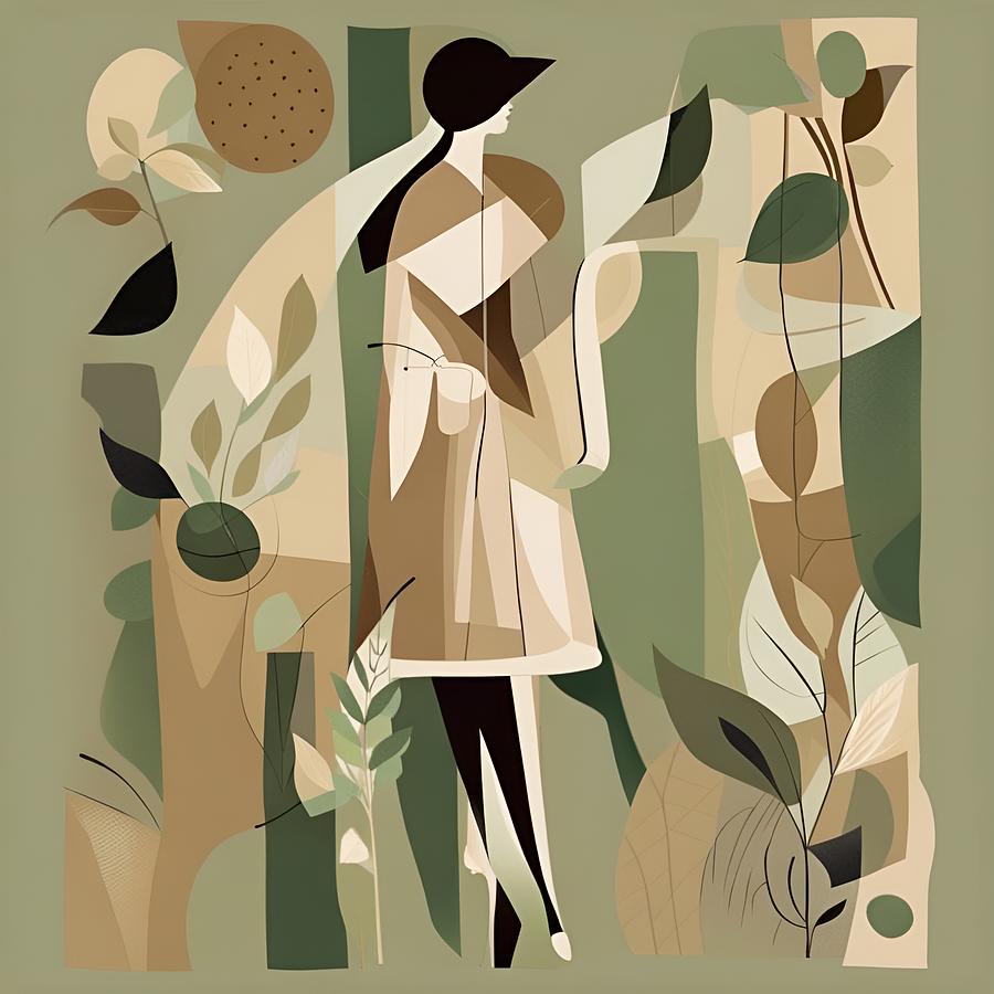 City Woman and Plants Abstract Digital Art by Judi Suni Hall