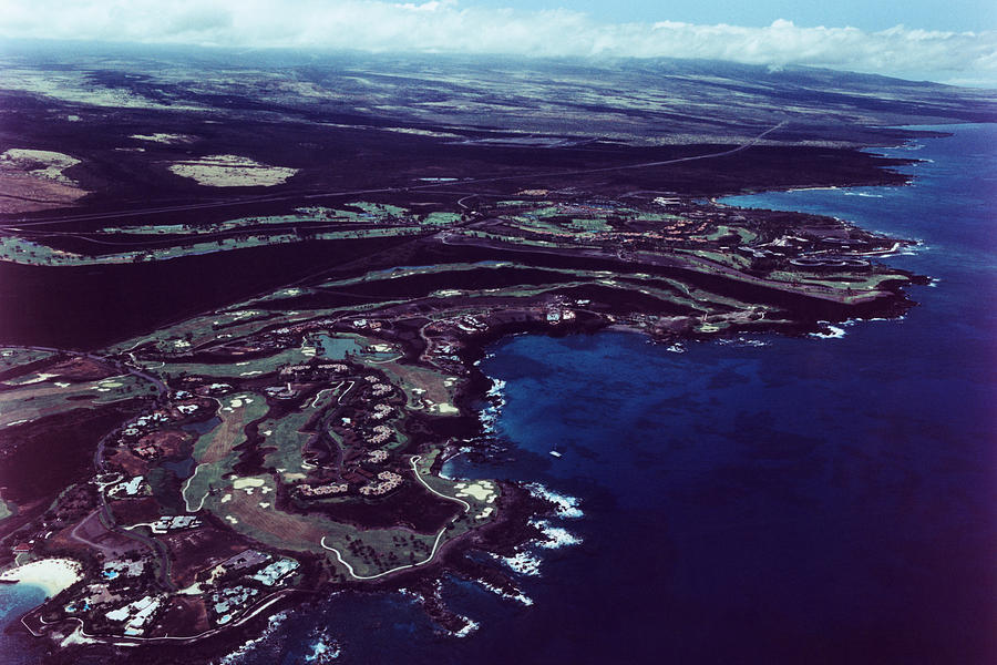 Cityscape coastline of Big Island, Hawaii, aerial view Photograph by Dex Image