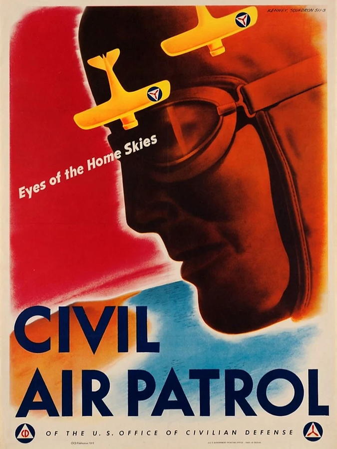 Civil Air Patrol Drawing - Civil Air Patrol Pilot Plane War Effort American Airplane Vintage by Restored Vintage Shop