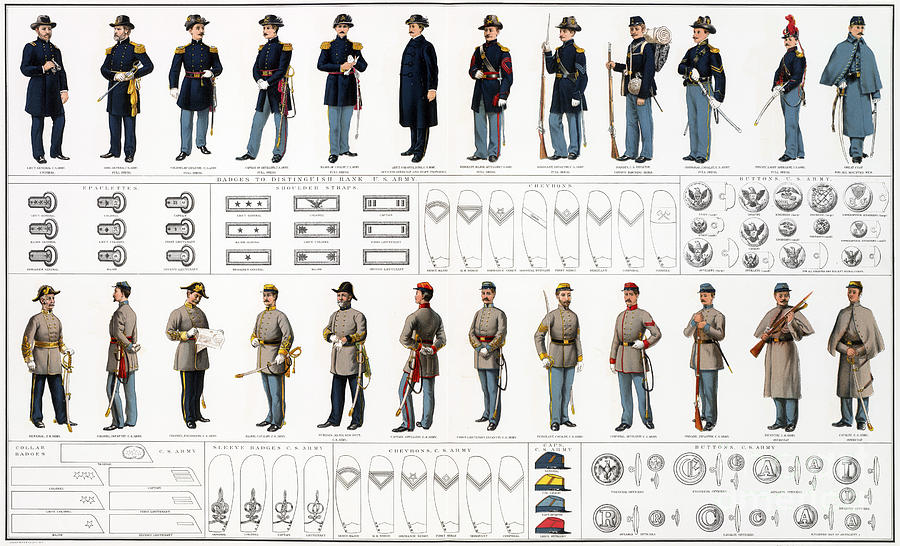 Civil War - Army Uniforms Drawing by United States War Department