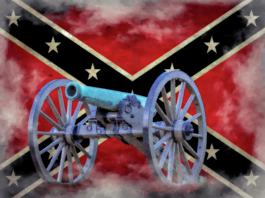 Civil War Confederate Cannon Rebel Flag Digital Art by Randy Steele