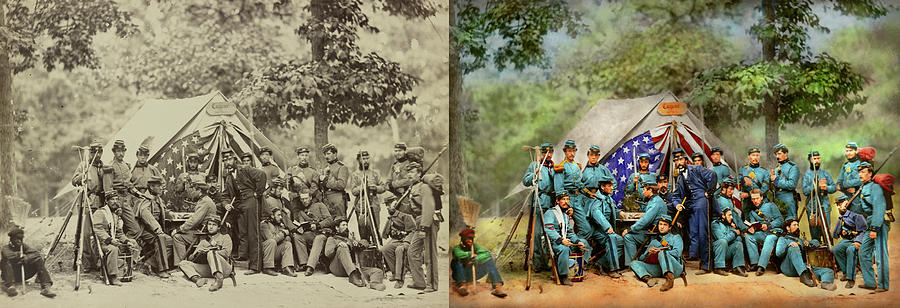 Civil War - Engineer Company 8th NY State Militia 1861 - Side by Side Photograph by Mike Savad