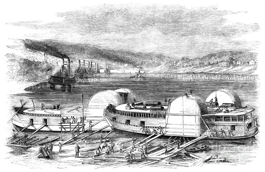Civil War Gunboat, 1861 Drawing by Granger