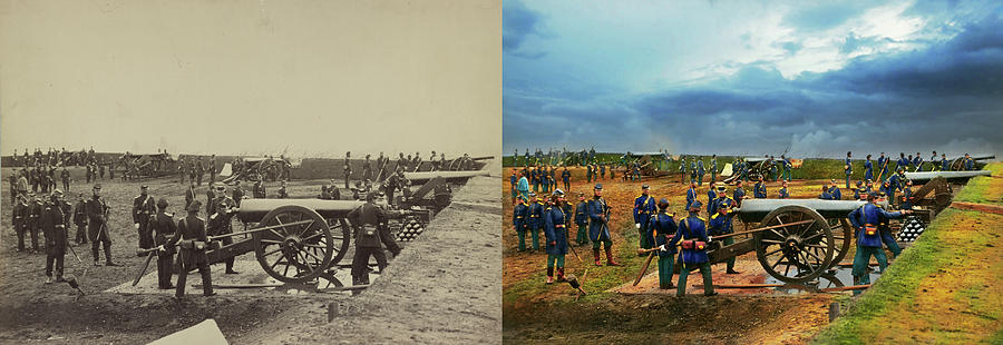 Civil War - Heavy artillery unit 1861 - Side by Side Photograph by Mike Savad