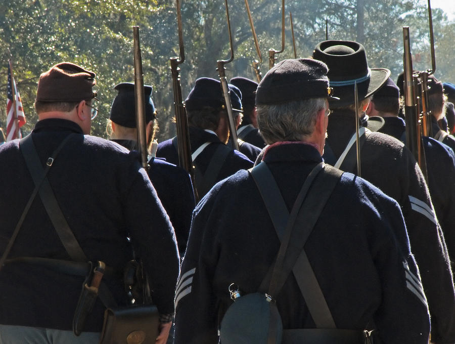 Civil War Reenactment - Union troops marching Photograph by Dsharpie