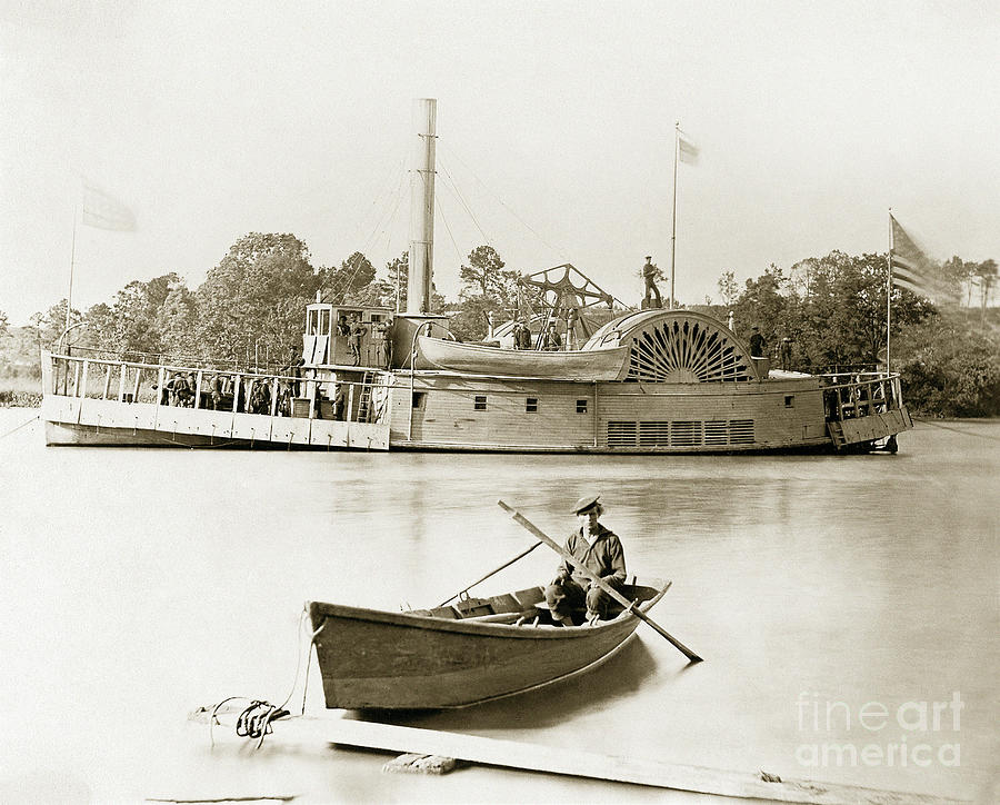Boat Photograph - Civil War Union Gunboat by Timothy H OSullivan