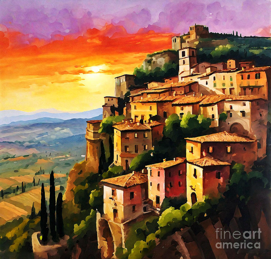 Civita Di Bagnoregio Evening Sunset Mountain Landscape Old Town ...