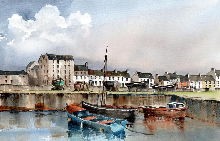 Cladagh Harabour, Galway Citie. Painting by Val Byrne