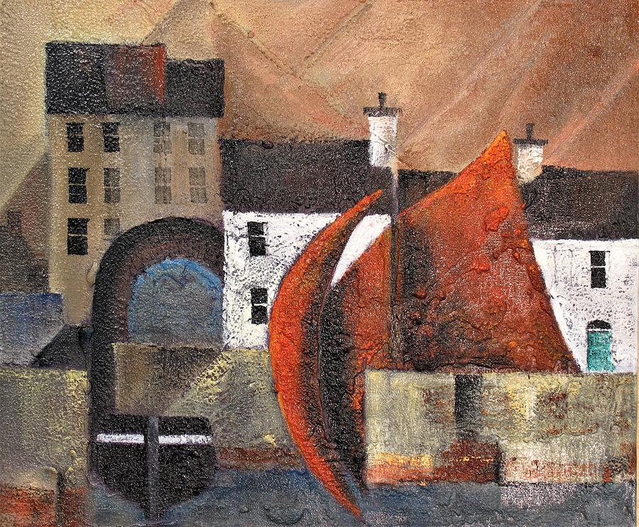 Cladagh Harbour, Galway Ctie Painting by Val Byrne