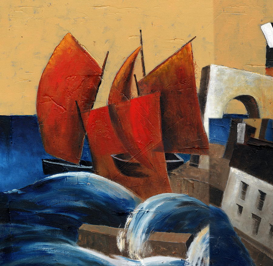 Cladagh Waves Painting by Val Byrne
