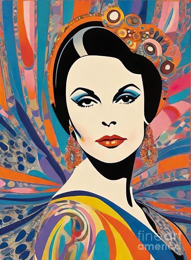 Claire Bloom abstract portrait Digital Art by Movie World Posters