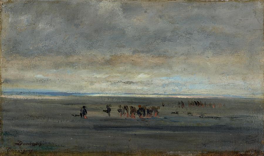 Clam Diggers Painting by Charles Francois Daubigny French