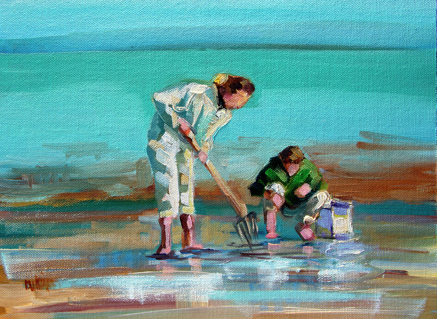 Clam Digging Painting by Diane Whitehead