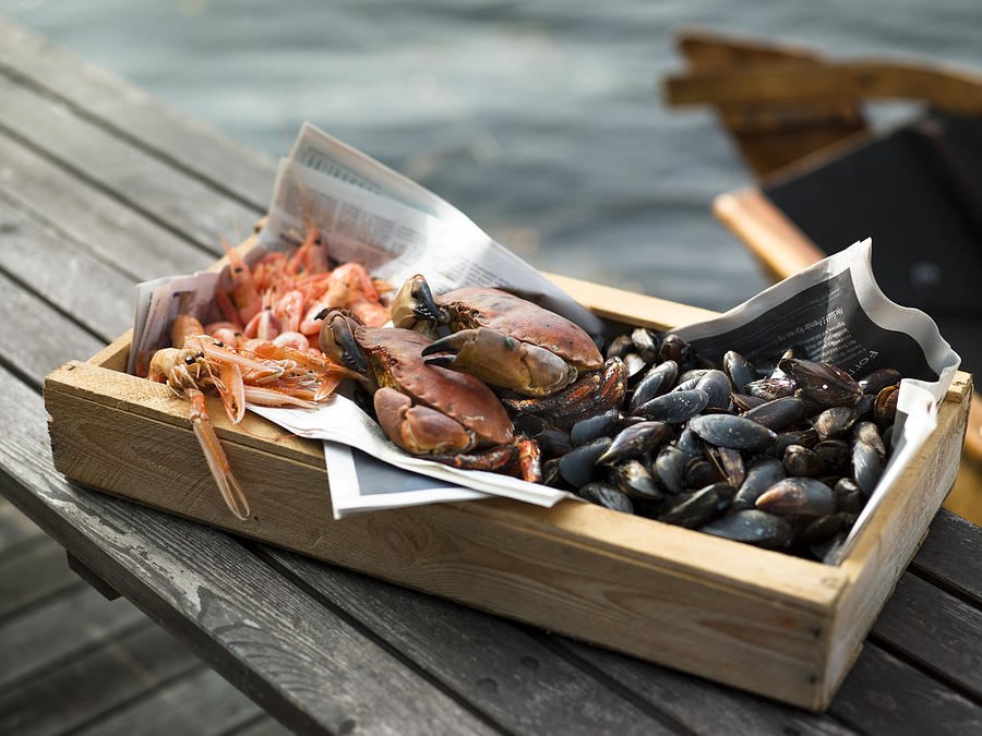 Clams crabs and shrimps in a box Blekinge Sweden. Photograph by Per Magnus Persson Clams crabs and shrimps in a box Blekinge Sweden. Photograph by Per Magnus Persson