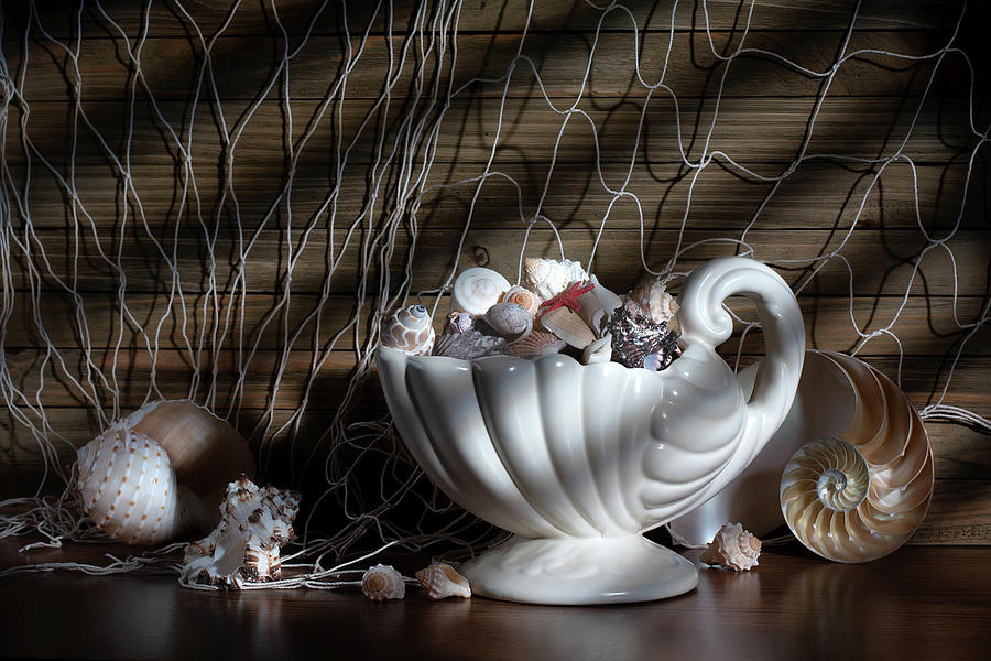 Clamshell Pitcher with Seashells Photograph by Tom Mc Nemar