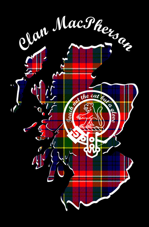 Clan MacPherson Scotland Map Crest Digital Art by Gene Bradford