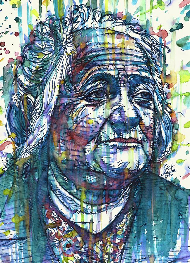 CLARA ZETKIN watercolor and ink portrait Painting by Fabrizio Cassetta