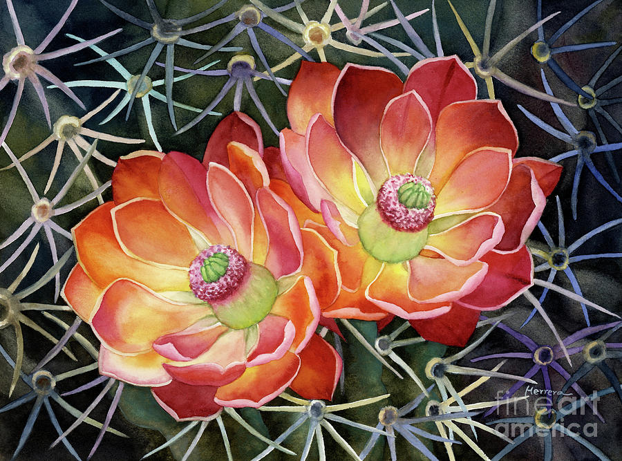 Nature Painting - Claret Cup Duo by Hailey E Herrera