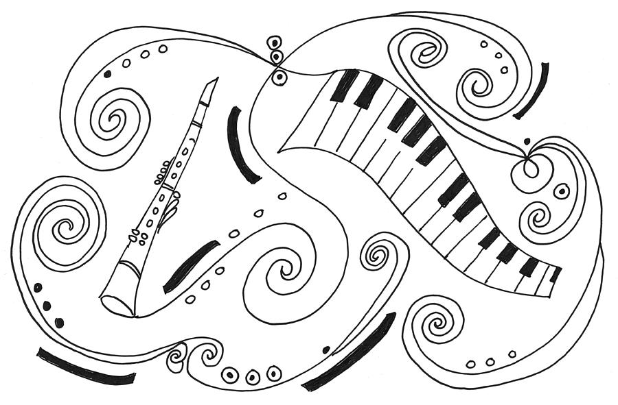 Abstract Drawing - Clarinet and Piano Abstract by Halley Shoenberg