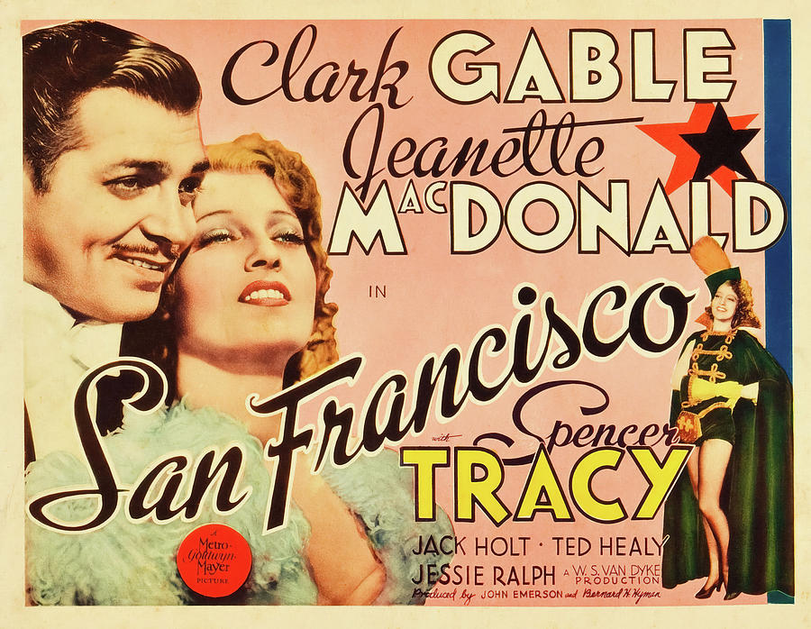 CLARK GABLE and JEANETTE MACDONALD in SAN FRANCISCO -1936-, directed by W. S. VAN DYKE. Photograph by Album CLARK GABLE and JEANETTE MACDONALD in SAN FRANCISCO -1936-, directed by W. S. VAN DYKE. Photograph by Album