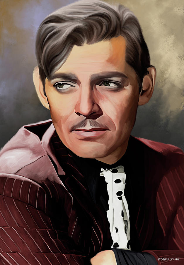 Clark Gable portrait -bio Painting by Movie World Posters
