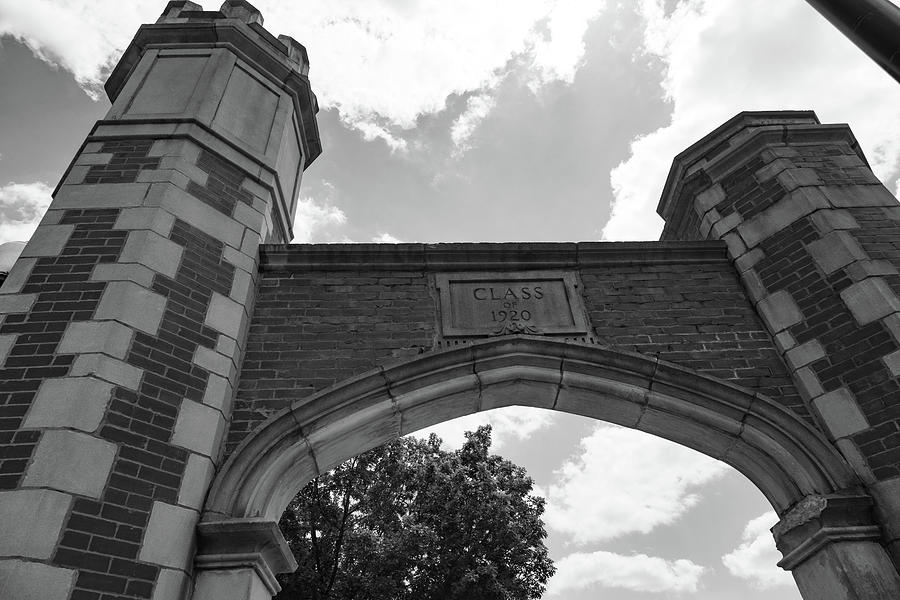 Class of 1920 Arch on the campus of the University of Oklahoma in black and white Photograph by Eldon McGraw
