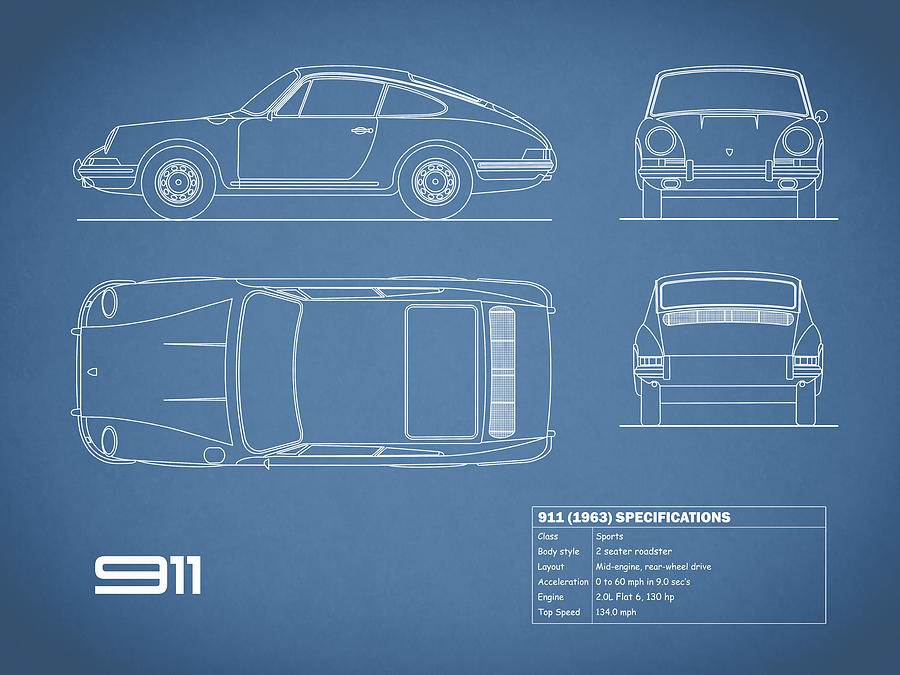 Car Photograph - Classic 911 Blueprint by Mark Rogan