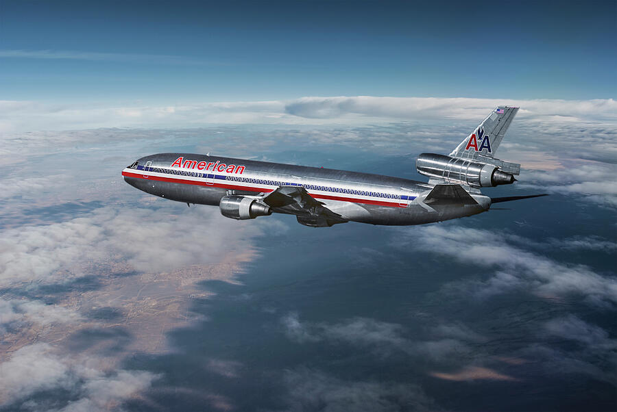 Classic American Airlines DC-10 Mixed Media by Erik Simonsen