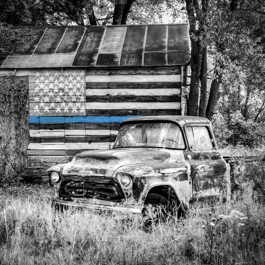 Classic Americana And The Thin Blue Line Flag Photograph by Gregory Ballos