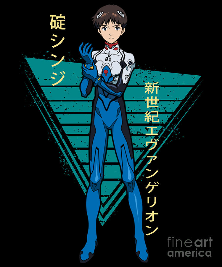 Classic Art Japanese Neon Genesis Evangelion Ikari Shinji Drawing By ...