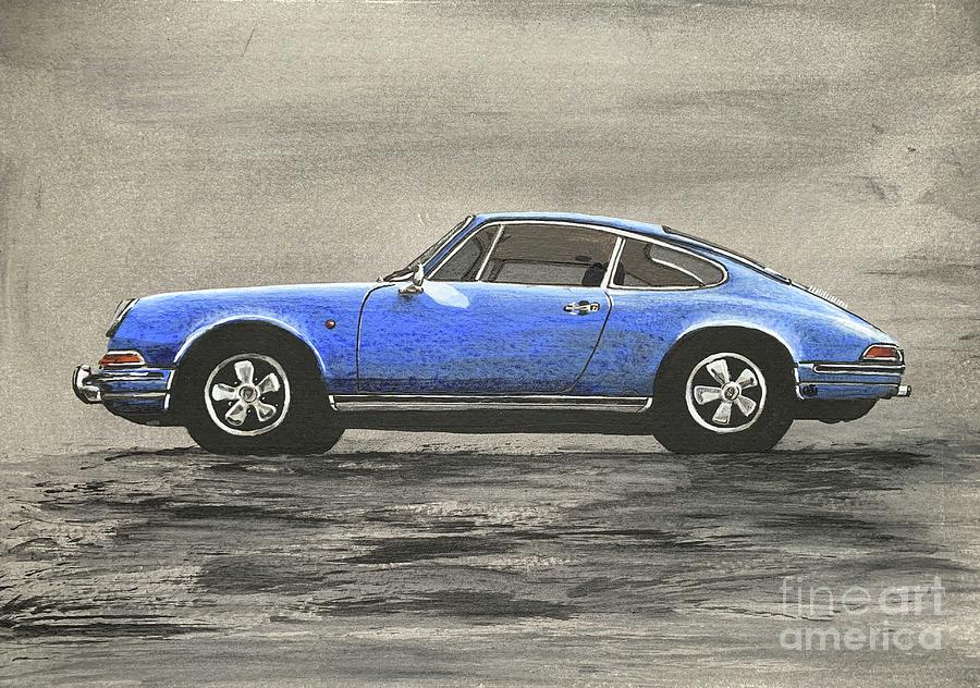 Classic Blue Porsche 911 Acrylic Painting Painting by Moospeed Art