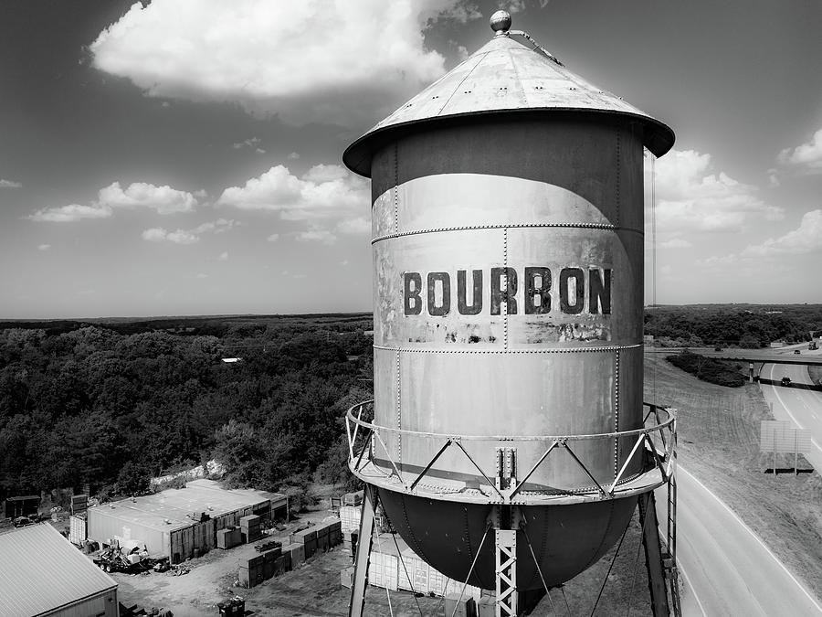 Classic Bourbon Vintage Tower In Black And White Photograph by Gregory Ballos