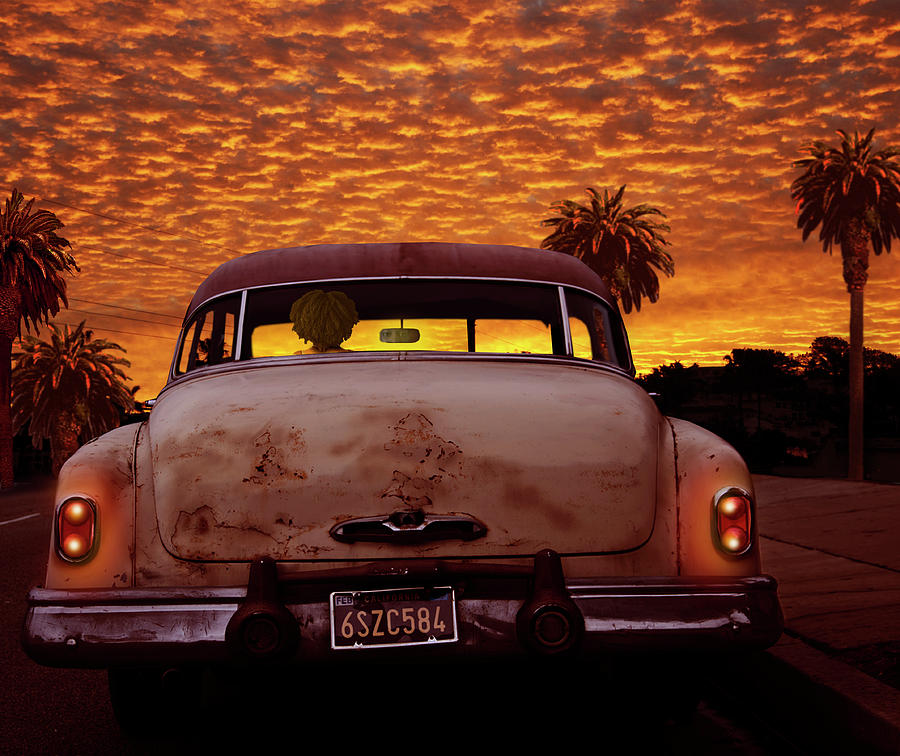 Classic Buick Eight Orange Sunset Photograph by Larry Butterworth
